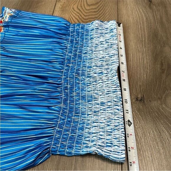 Lucky In Love 14” Paradise Smocked High Waist Blue‎ Print Tennis Skirt Size M - Picture 7 of 10